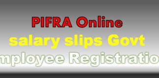 Pifra Salary Slip Registration for Govt Employees of Pakistan