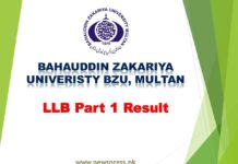 BZU Multan LLB Part 1 Result 2020-2021