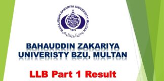 BZU Multan LLB Part 1 Result 2020-2021