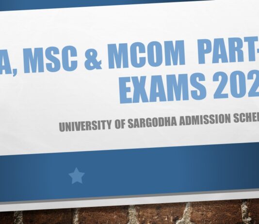 MA MSc MCom Part-I Exams 2021 Sargodha University UOS Schedule