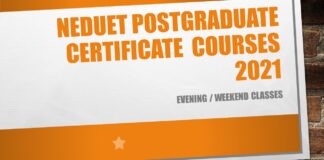 NEDUET Postgraduate Certificate Courses 2021 - Evening/Weekend