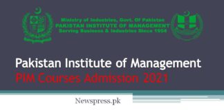 Pakistan Institute of Management PIM Courses Admission 2021