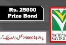 Premium Rs. 25000 Prize Bond Karachi List 11 March 2024