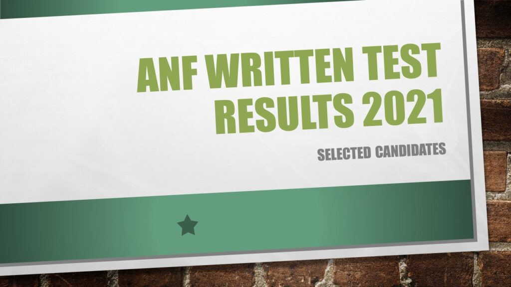 ANF Written Test Result 2021 Selected Candidates