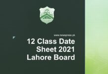 12 Class Date Sheet 2021 Lahore Board