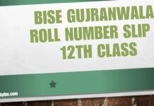 BISE Gujranwala 12th Class Roll Number Slip