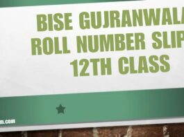 BISE Gujranwala 12th Class Roll Number Slip