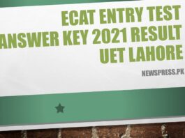 ECAT Entry Test Answer Key 2021 Result UET Lahore