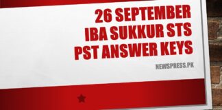 26 September IBA Sukkur STS PST Answer Keys