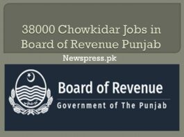 38000 Chowkidar Jobs in Board of Revenue Punjab