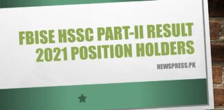 FBISE HSSC Part-II Result 2021 Position Holders