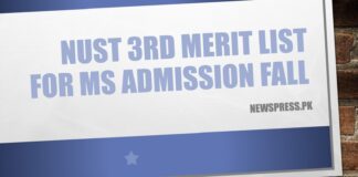 NUST 3rd Merit List 2023 for MS Admission Fall