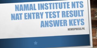 Namal Institute NTS NAT Entry Test Result 2023 Answer Keys