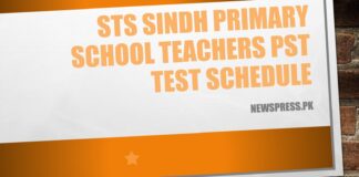 STS Sindh Primary School Teachers PST Test Schedule 2023