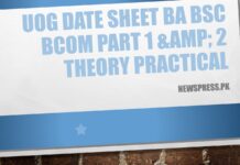 UOG Date Sheet 2023 BA BSc BCom Part 1 2 Theory Practical