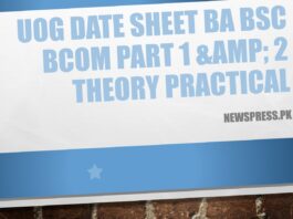 UOG Date Sheet 2023 BA BSc BCom Part 1 2 Theory Practical