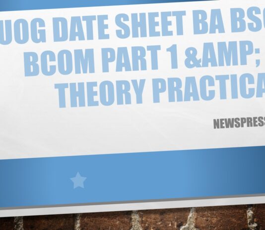 UOG Date Sheet 2023 BA BSc BCom Part 1 2 Theory Practical