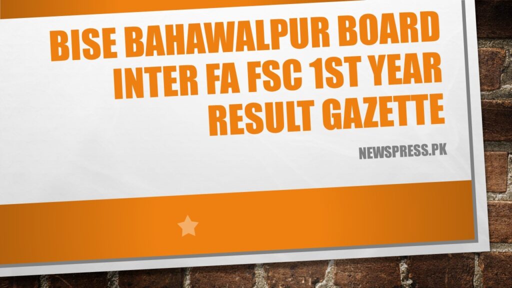 BISE Lahore Board FA FSc 1st Year Result Gazette