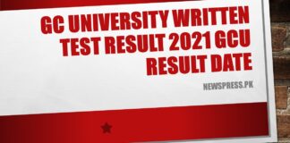 GC University Written Test Result 2021 GCU Result Date