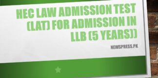 HEC Law Admission Test (LAT) for Admission in LLB (5 Years)