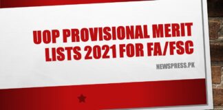 University of Peshawar UOP Provisional Merit Lists 2021 for FA/FSc