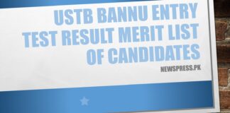 USTB Bannu Entry Test Result 2023 Merit List of Candidates