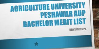 UAP Agriculture University Peshawar AUP Bachelors Merit List