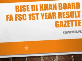 BISE DI Khan Board FA FSc 1st Year Result Gazette