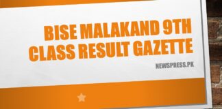 BISE Malakand 9th Class Result Gazette