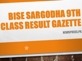 BISE Sargodha 9th Class Result Gazette