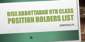 BISE Abbottabad 9th Class Position Holders List