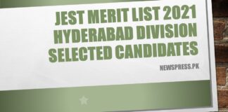 JEST Merit List 2021 Hyderabad Division Selected Candidates