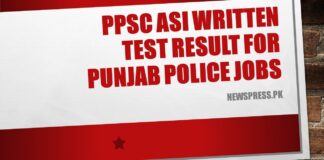 PPSC ASI Written Test Result for Punjab Police Jobs