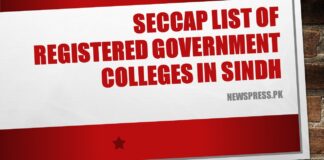 SECCAP List of Registered Government Colleges in Sindh