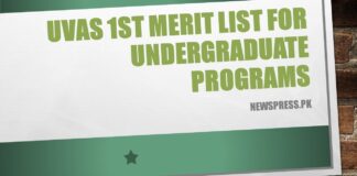 UVAS 1st Merit List 2021 for Undergraduate Programs