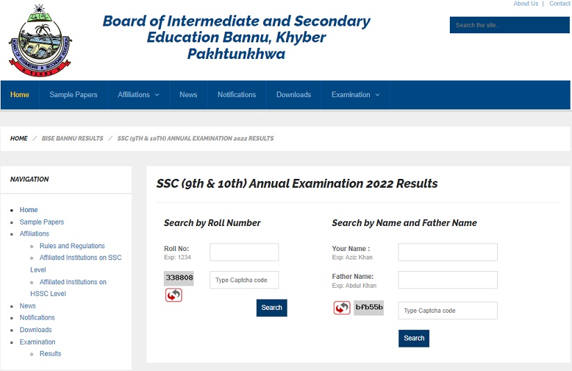 BISE Bannu Board FA FSC Result 2022 Intermediate Part 1 & 2
