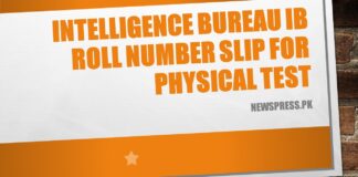 Intelligence Bureau IB Roll Number Slip for Physical Test