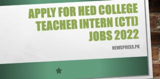 Apply for HED College Teacher Intern (CTI) Jobs 2022