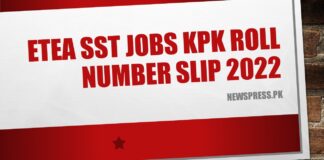 ETEA SST Jobs KPK Roll Number Slip 2022