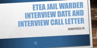 ETEA Jail Warder Interview Date and Interview Call Letter