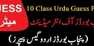 Urdu Guess Paper Class 10 2024 PDF Download Online