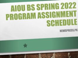 AIOU BS Spring 2022 Program Assignment Schedule