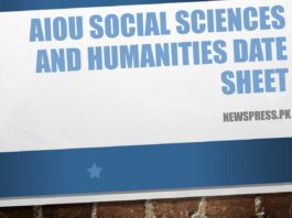 AIOU Social Sciences And Humanities Date Sheet