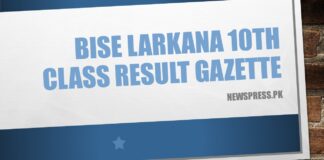 BISE Larkana 10th Class Result Gazette