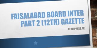 Faisalabad Board Inter Part 2 (12th) Result Gazette 2022 PDF