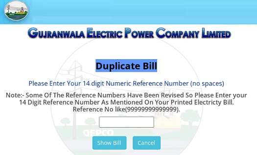 GEPCO Online Bill Duplicate Print for Current / Previous Month