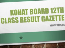 Kohat Board 12th Class Result Gazette