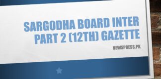 Sargodha Board Inter Part 2 (12th) Result Gazette 2022 PDF