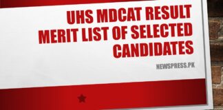 UHS MDCAT Result Merit List of Selected Candidates