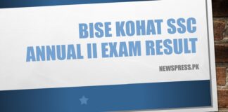 BISE Kohat SSC Annual II Exam Result